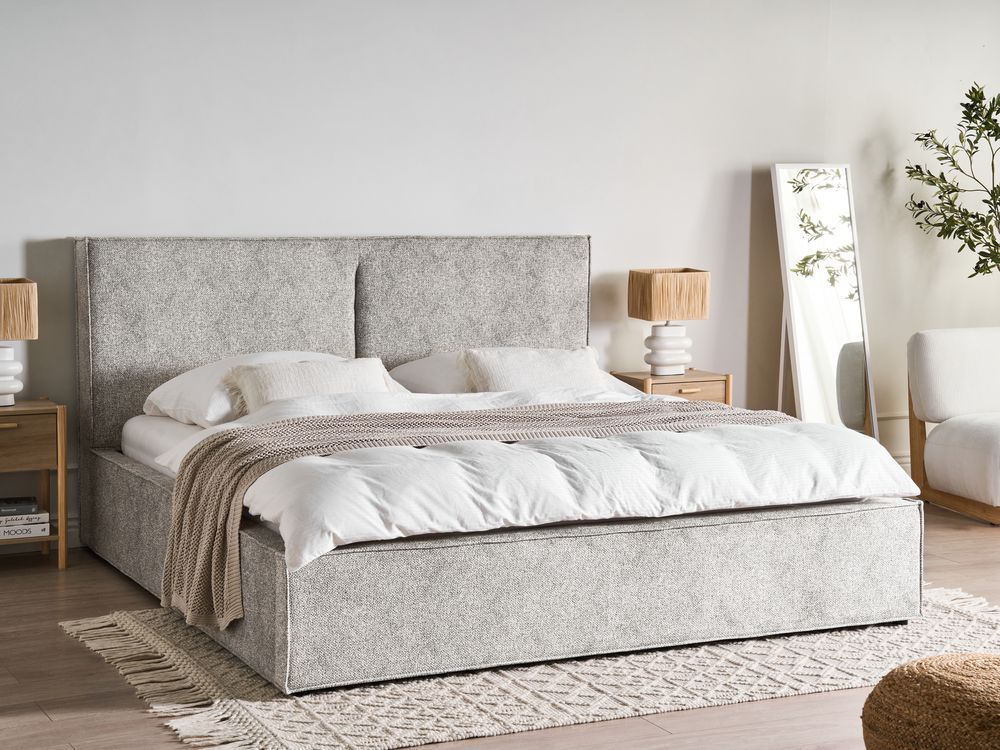 Seng med oppbevaring MOISSAC Velurstrikk Svart/hvit 180 x 200 cm