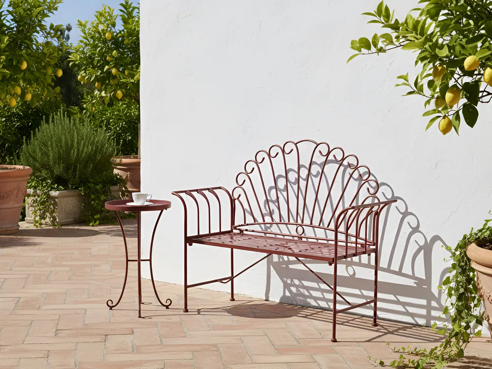 Bistro Set CAVINIA Metal Burgundy