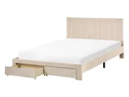 Säng med förvaringslådor LONZAC Sammet Beige 140 x 200 cm_1014628