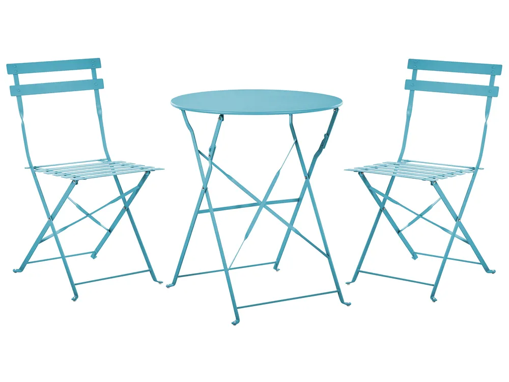 Bistro Set Folding FIORI Metal Sea Blue