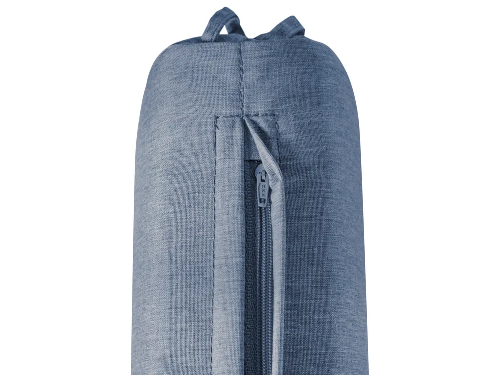 Sun Lounger with Cushion AMANTEA PREMIUM Reclining Acacia Wood Blue_1070465