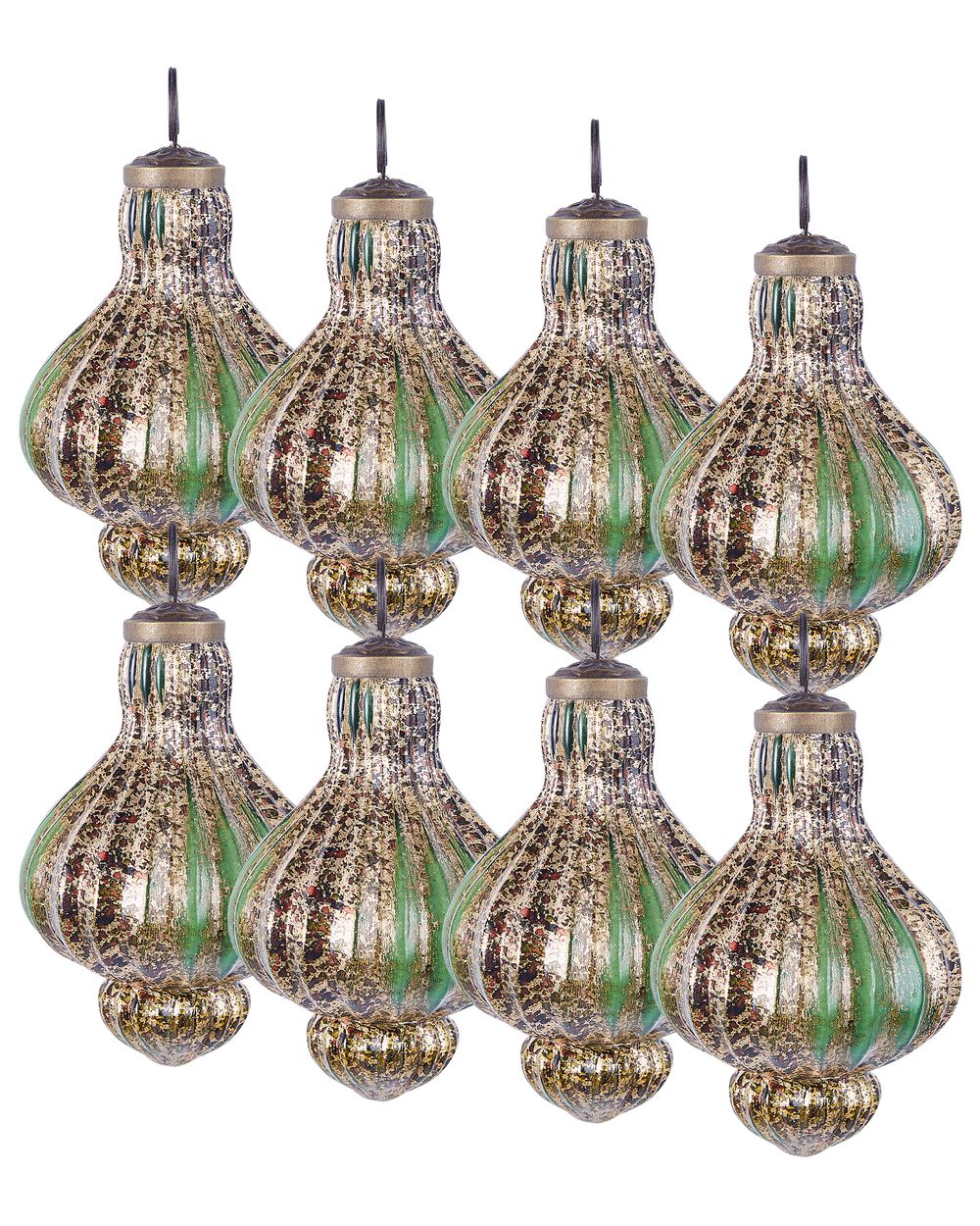 Sett med 8 julekuler BRILLANT Glass Grønn