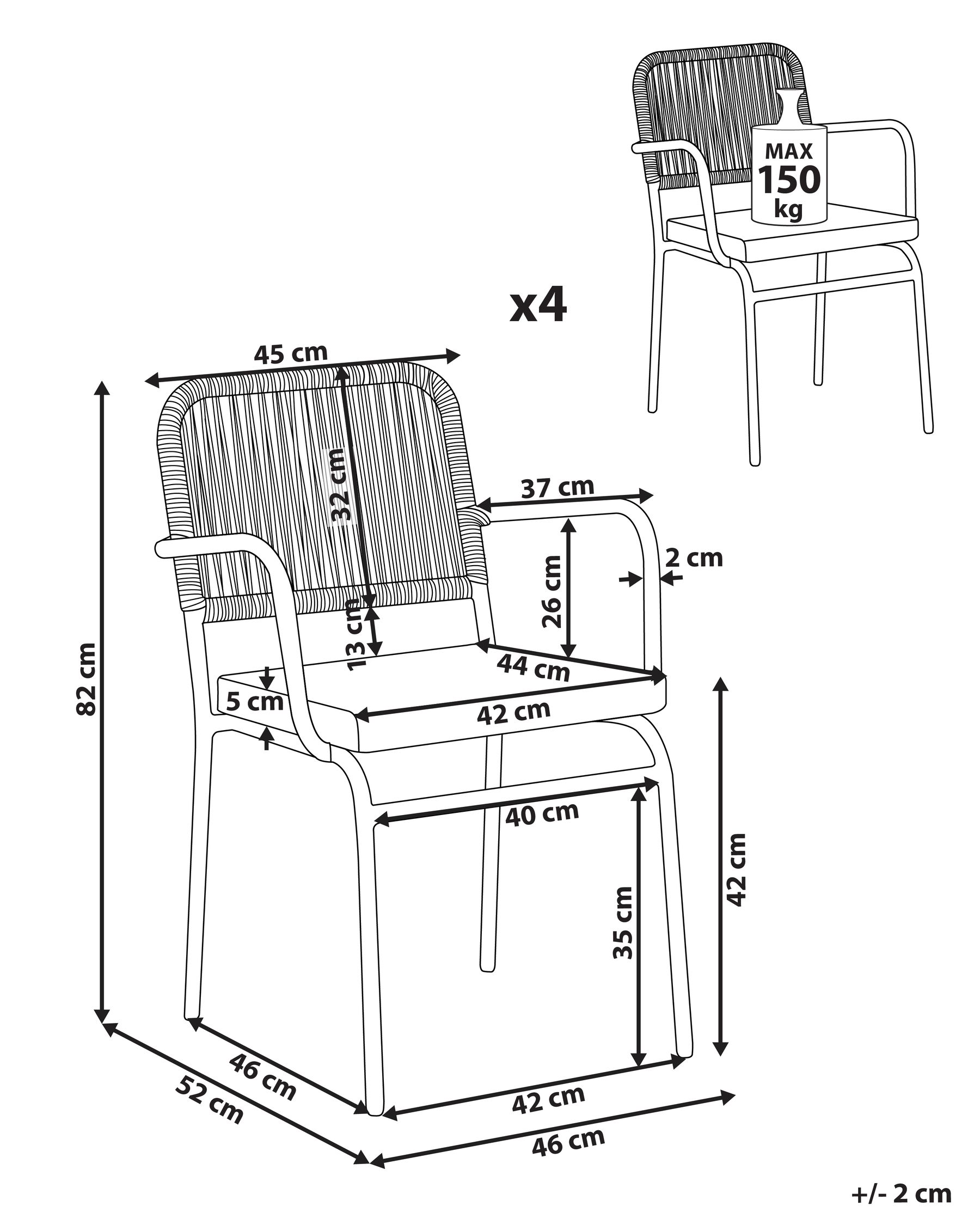 Set of 4 Garden Chairs with Cushions TACENO Metal White_1007757