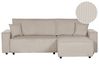 Corner Sofa Bed 3 Seater ABACKA Corduroy Beige Left Hand