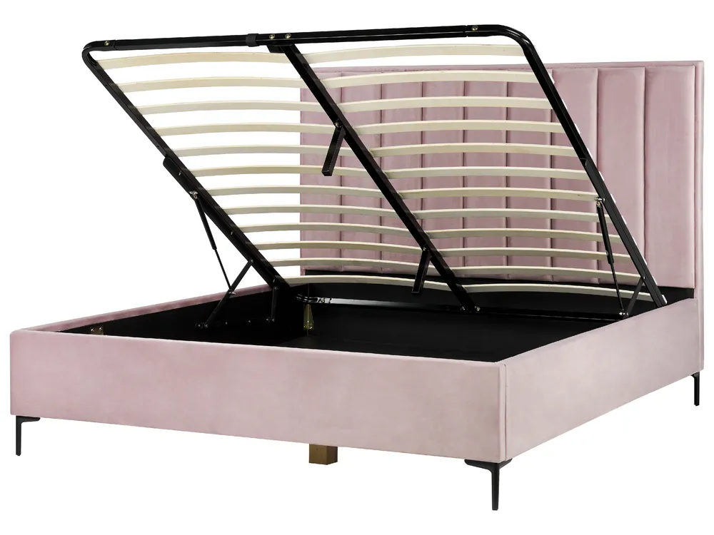 Ottoman Bed SEZANNE Velvet Pink 180 x 200 cm (EU Super King)