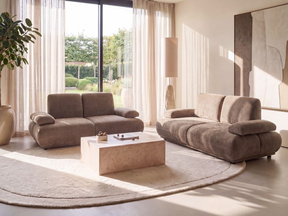 Living Room Set 5 Seater NACKA Chenille Brown