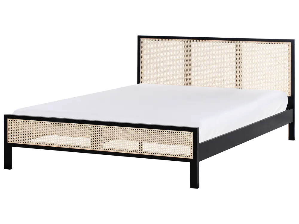 Bed Pine Wood SALERNAS 180 x 200 cm (EU Super King) Black