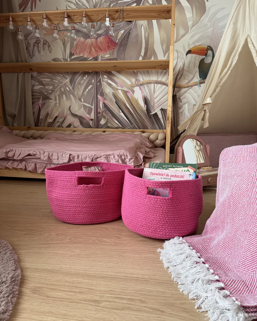 Set of 2 Baskets CHINIOT Cotton Fuchsia Pink_945318