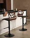 Set of 2 Bar Chairs PETERSBURG Swivel Faux Leather Black