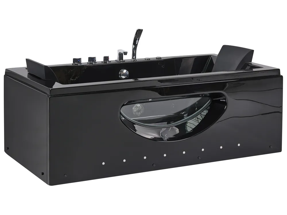 Corner Hot Tub with LED HAWES 1800 x 900 mm Black_1033659