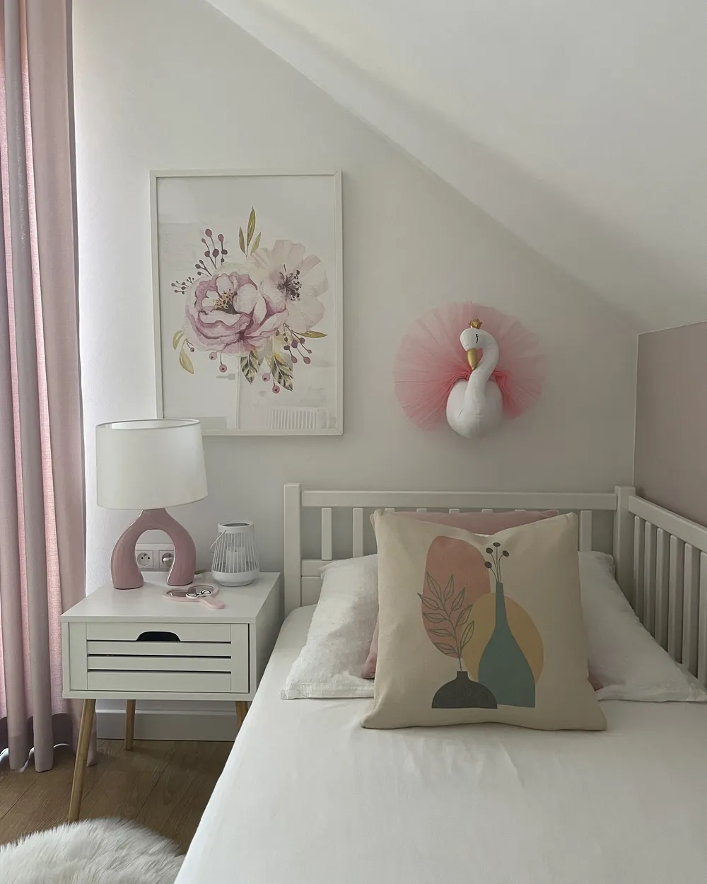 Kids Wall Decor Swan ODETTA 32 cm Cotton White_920953