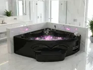 Corner Hot Tub with LED CUYABENO 2110 x 1500 mm Black_1050540