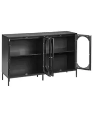 Vitrinskänk i glas LANGFORD 137 cm Svart_955478