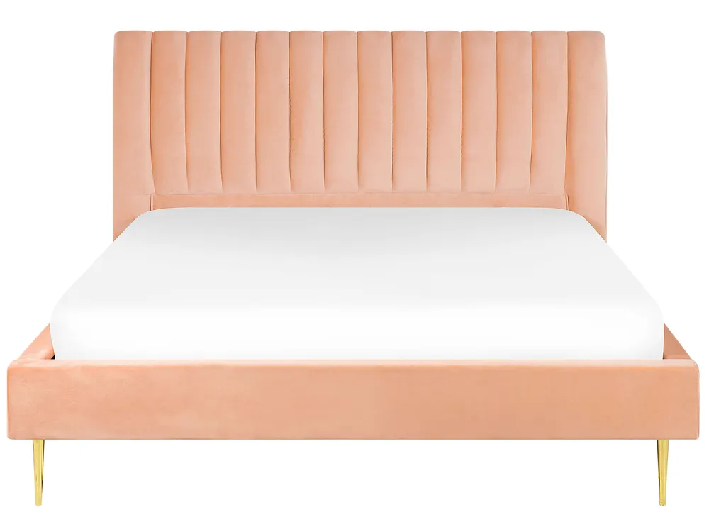 Bed Velvet MARVILLE 180 x 200 cm (EU Super King) Peach Pink_773452