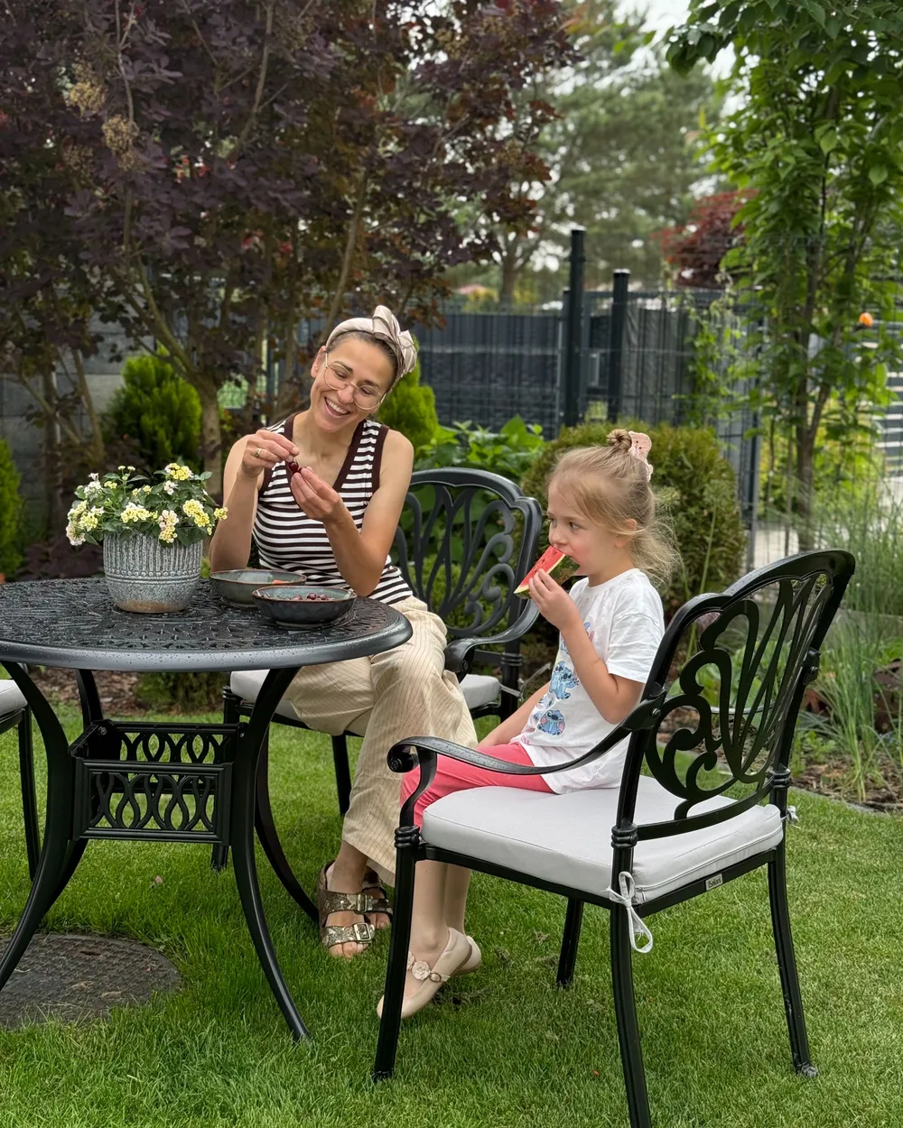 Garden Dining Set 4 Seater ANCONA with Cushions Metal Black_1084586