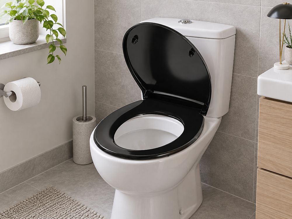 WC-istuinkansi PAPURI pehmeästi sulkeutuva Duroplast Musta