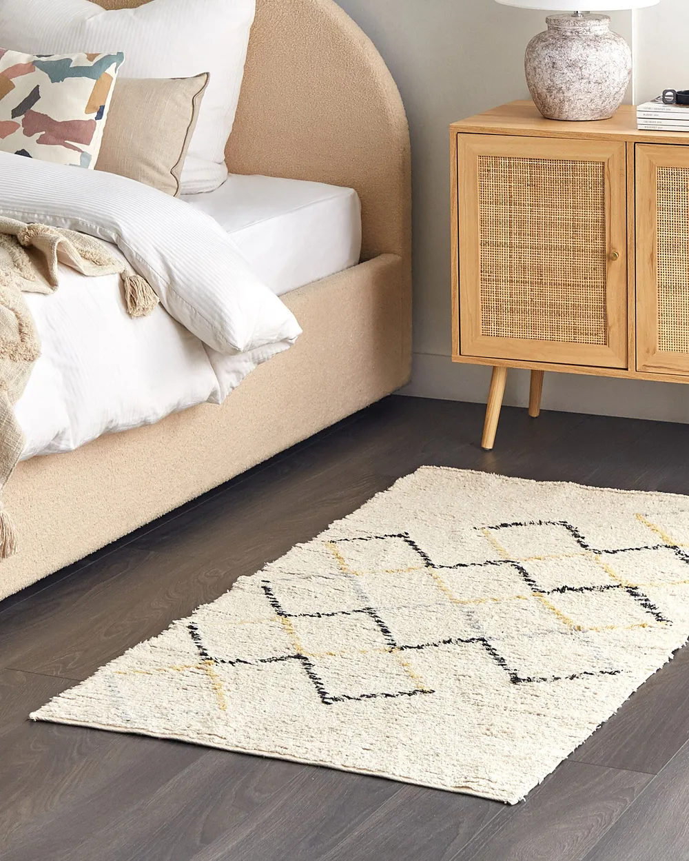 Rug TEZPUR Beige 80 x 150 cm Cotton