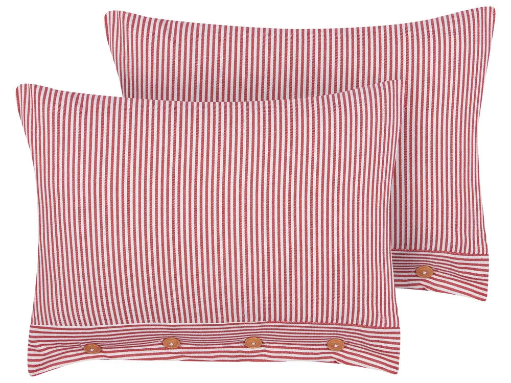 Set of 2 Decorative Cushions AALITA 40 x 60 cm Cotton Red Striped