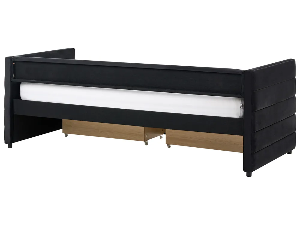 Daybed with Storage MARRAY Velvet Black 90 x 200 cm (EU Single)_1069234