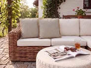 Set of 2 Outdoor Cushions CASTANEA Solid 45 x 45 cm Beige_1125162