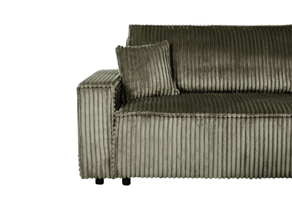 Corner Sofa Bed 3 Seater ABACKA with Storage Corduroy Green Left Hand_959940