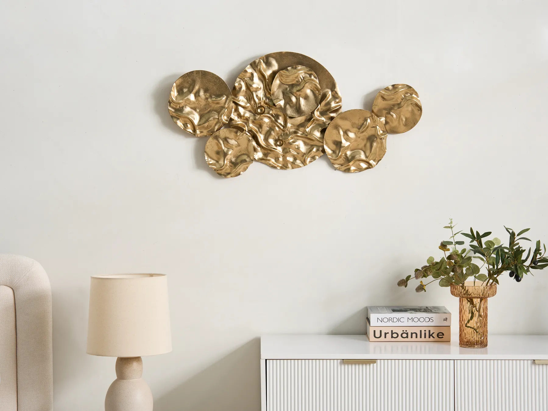 Wall Decor CALRY Metal 43 cm Gold_1044325