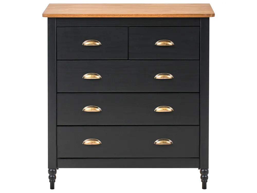5 Drawer Chest SHILLINGTON Pine Wood Black_966221