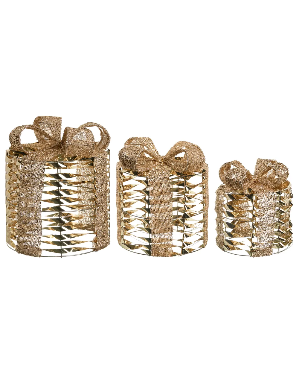 Set of 3 Christmas Decorations LED SLIVSO 20/25/30 cm Christmas Gifts Gold