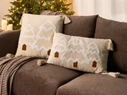 Set med 2 prydnadskuddar INTSIA 30 x 50 cm 45 x 45 cm Bomull Ljusbeige Julmotiv_1029972