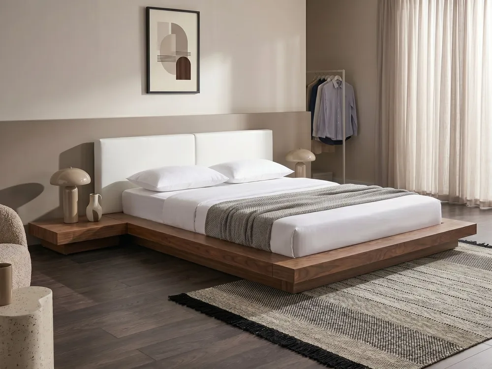 Bed with LED ZEN 180 x 200 cm (EU Super King) Brown Ash Wood_750525