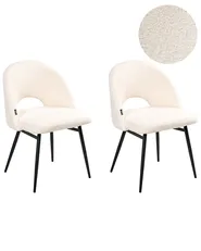 Set of 2 Dining Chairs ONAGA Boucle White_877458