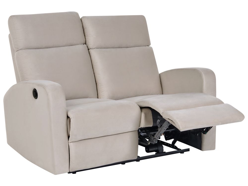 Electric Recliner Sofa 2 Seater VERDAL Velvet Beige