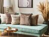Set of 2 Decorative Cushions PHILODENDRON 45 x 45 cm Velvet Brown Abstract Pattern