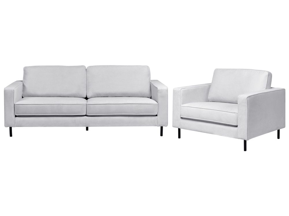 Living Room Set 4 Seater SAVALEN Fabric Light Grey