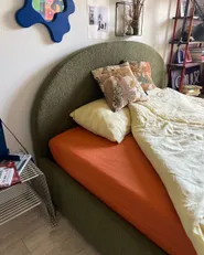 Fitted Sheet JANBU 160 x 200 cm Cotton Orange_1175524