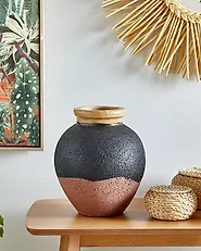 Decorative Vase DAULIS 31 cm Ceramic Black_1182538