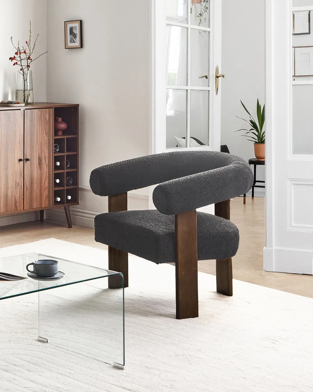 Armchair ILBRO Boucle Black/ Dark Brown