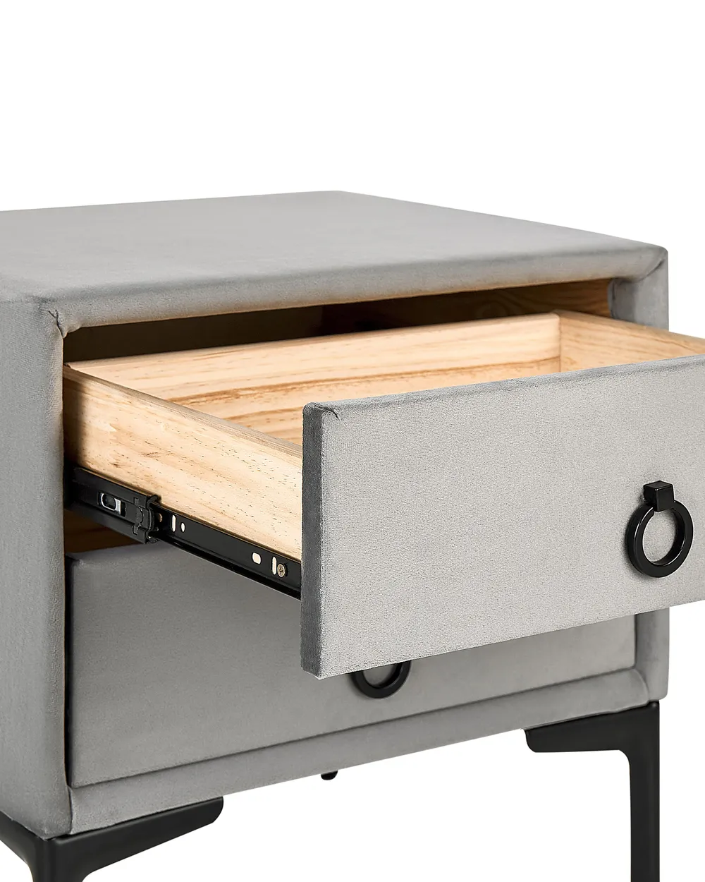 2 Drawer Bedside Table SEZANNE Velvet Light Grey_795406