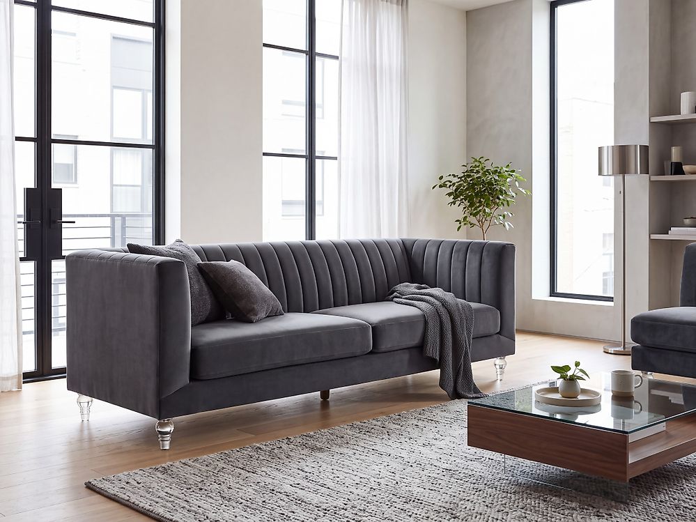 Sofa 3 Seater ARVIKA Velvet Black