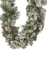 Snötäckt julgirlang LED WHITEHORN 270 cm Vit_813256