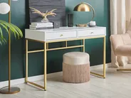 Konsolbord DAPHNE 100 cm 48 cm med lådor Vit/ Guld_811514