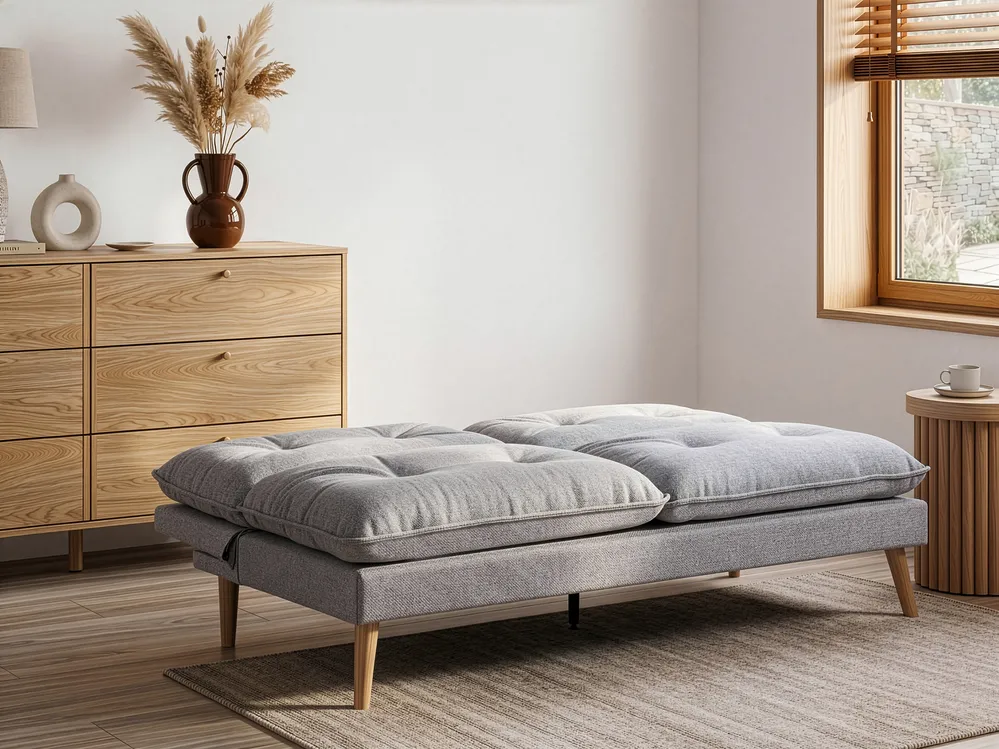 Sofa Bed 3 Seater YILA Fabric Grey_1056299