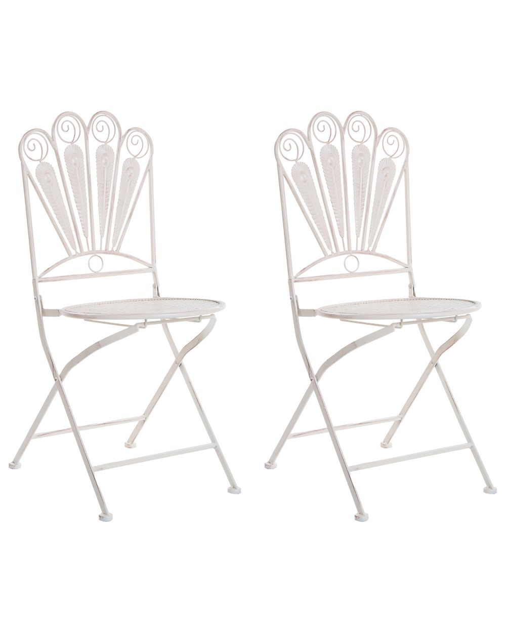 Set of 2 Garden Chairs PAVIA Folding Metal Off-White