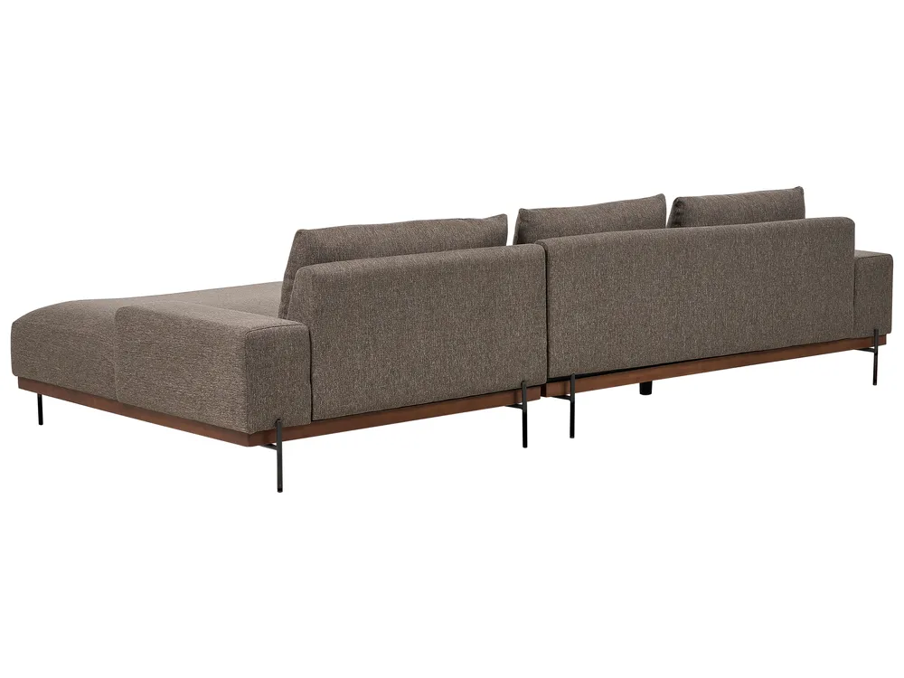 Corner Sofa 4 Seater MARIFERD Fabric Brown Left Hand_903206
