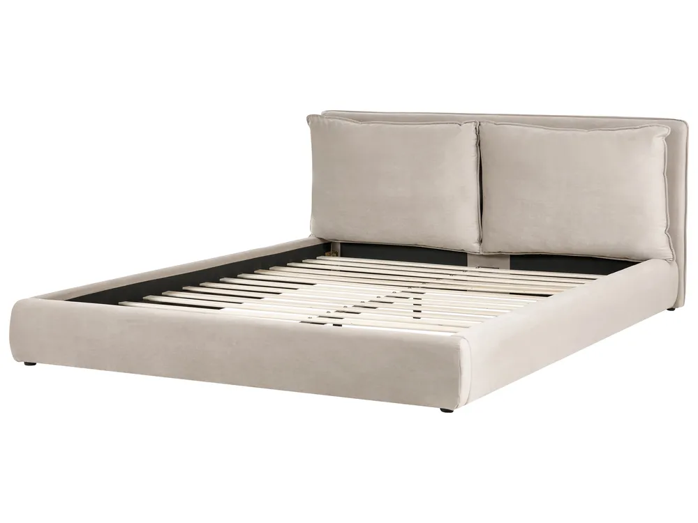 Säng med lamellram Sammet BAJONNA 180 x 200 cm Taupe_1010784