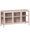 Glass Display Sideboard NEWPORT 115 cm Metal Beige
