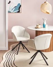 Set med 2 matstolar Vridbar MAYBEE  Off-White_993033