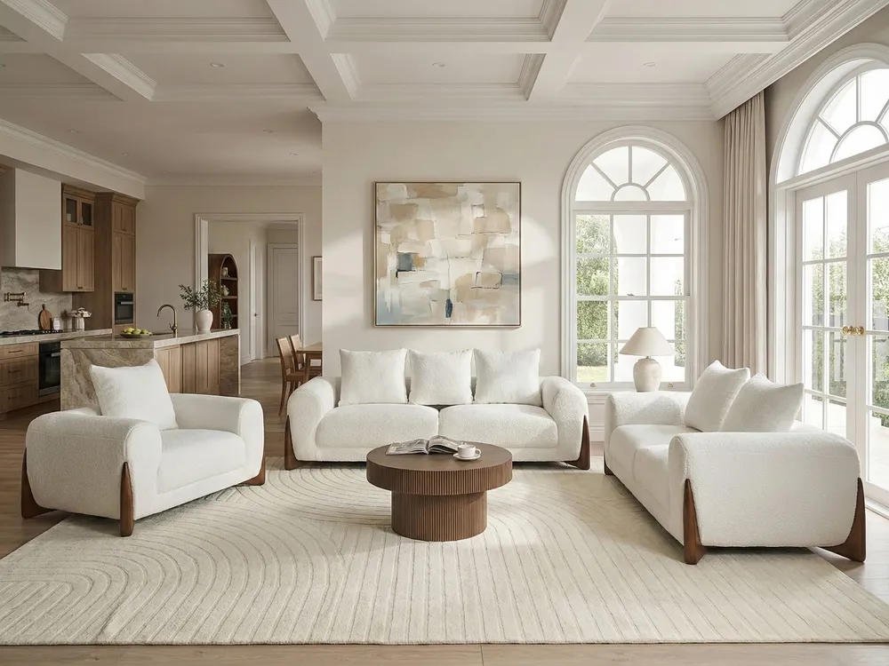 Sofa 2 Seater VINLIDEN Boucle White_1048337