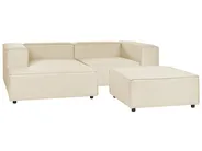Modulär hörnsoffa 2-sits APRICA med fotpall Konstlinne Beige Högervänd_856955
