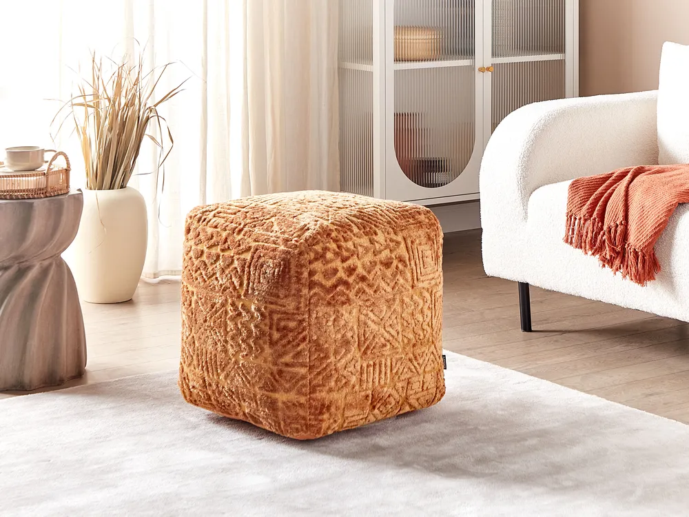 Pouffe SANAWAN Viscose Golden Brown